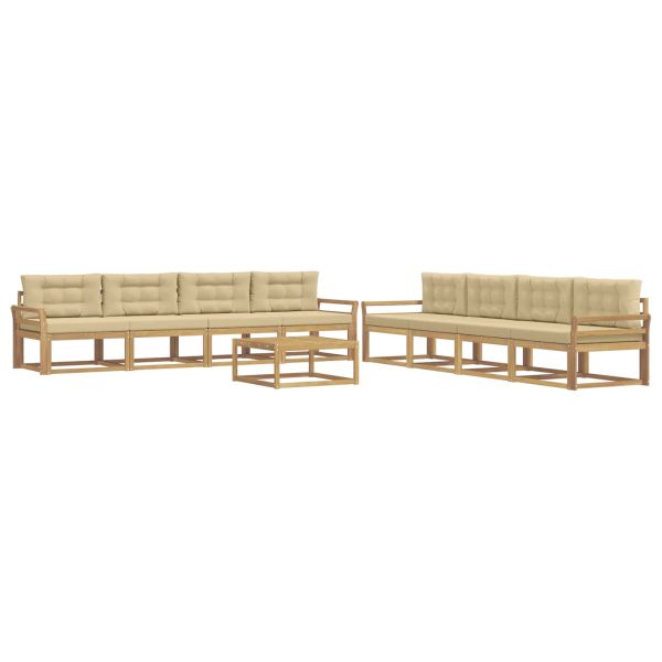 Комплект дивани за открито 9 pcs Бяло и Бежово 79 x 79 x 37 см