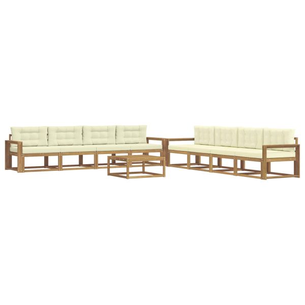 Комплект дивани за открито 9 pcs Бяло и кремаво 79 x 79 x 37 см