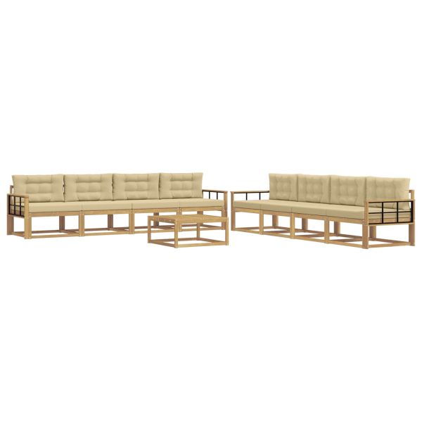 Комплект дивани за открито 9 pcs Бяло и Бежово 79 x 79 x 37 см