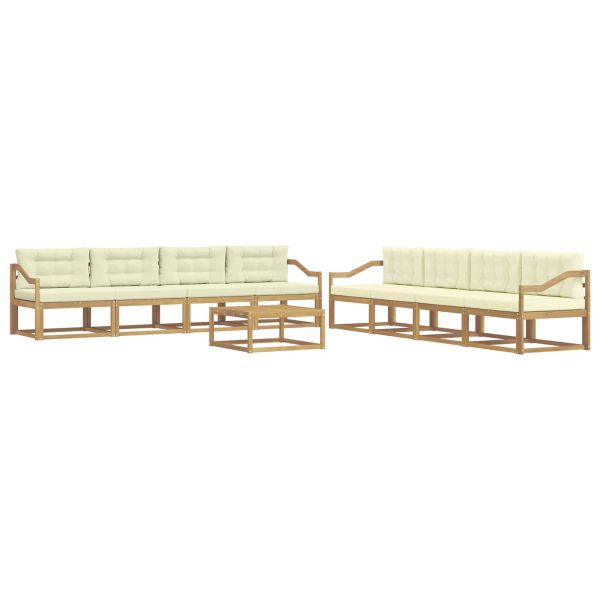 Комплект дивани за открито 9 pcs Бяло и кремаво 79 x 79 x 37 см