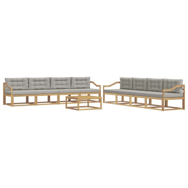 Комплект дивани за открито 9 pcs Бяло и светлосиво