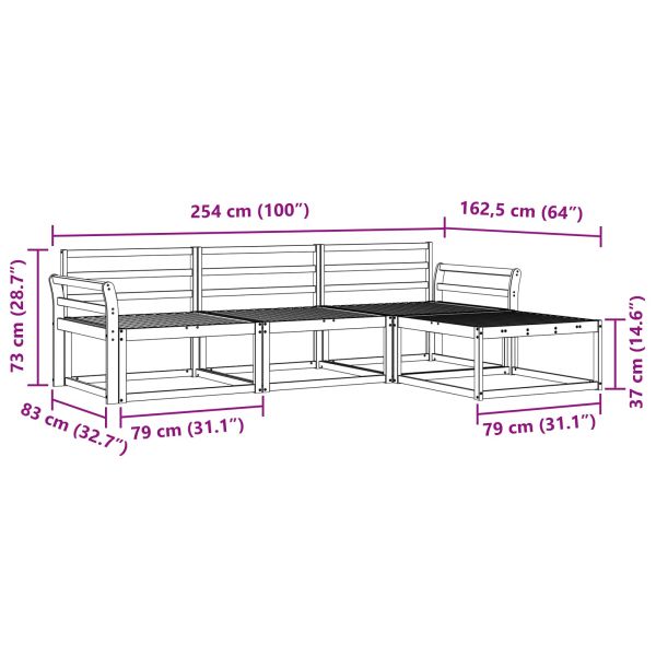 Комплект дивани за открито 4 pcs Бяло 254 x 162,5 x 73 см