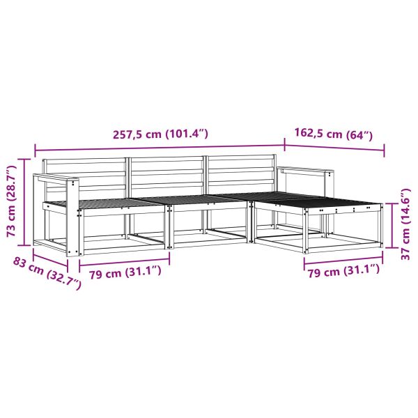 Комплект дивани за открито 4 pcs Бяло 257,5 x 162,5 x 73 см