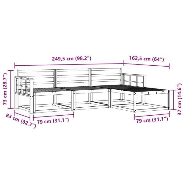 Комплект дивани за открито 4 pcs Бяло 249,5 x 162,5 x 73 см