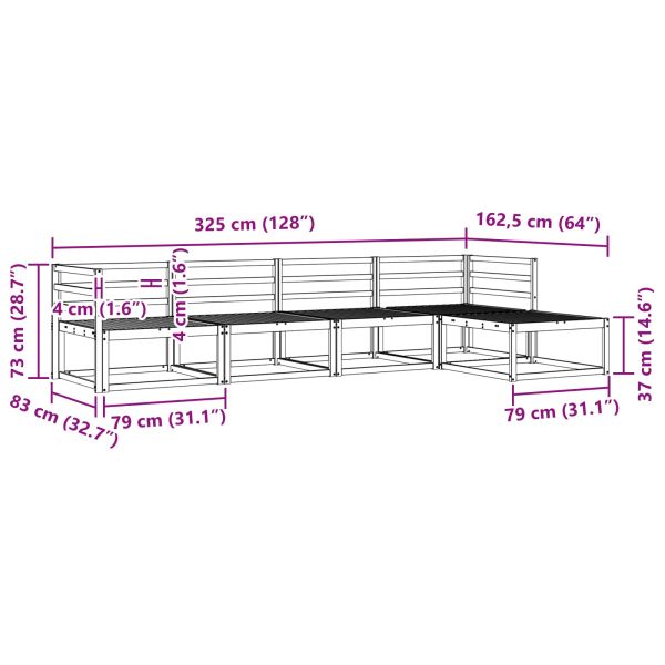 Комплект дивани за открито 5 pcs Бяло 325 x 162,5 x 73 см