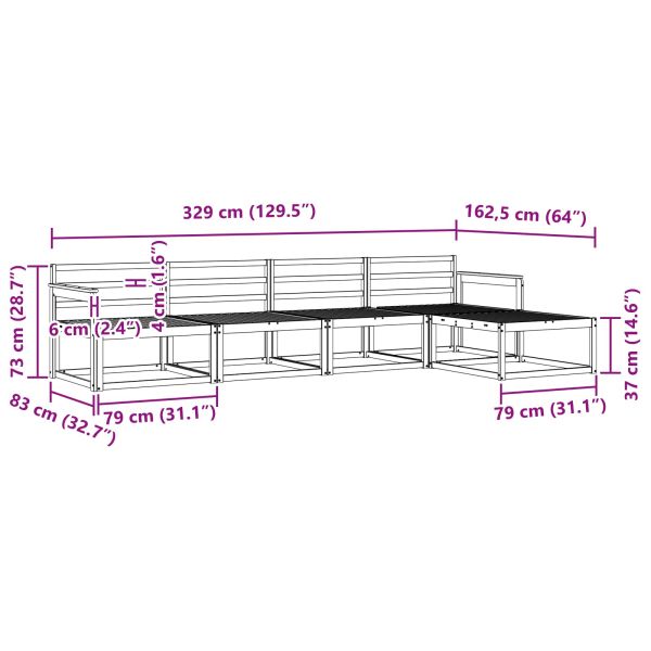 Комплект дивани за открито 5 pcs Бяло 329 x 162,5 x 73 см