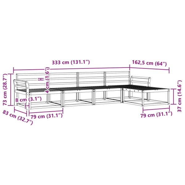 Комплект дивани за открито 5 pcs Бяло 333 x 162,5 x 73 см