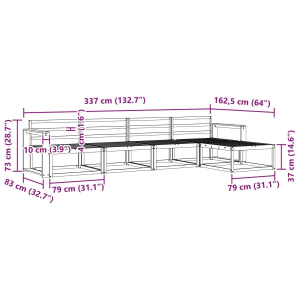 Комплект дивани за открито 5 pcs Бяло 337 x 162,5 x 73 см