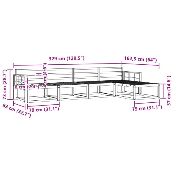 Комплект дивани за открито 5 pcs Бяло 329 x 162,5 x 73 см