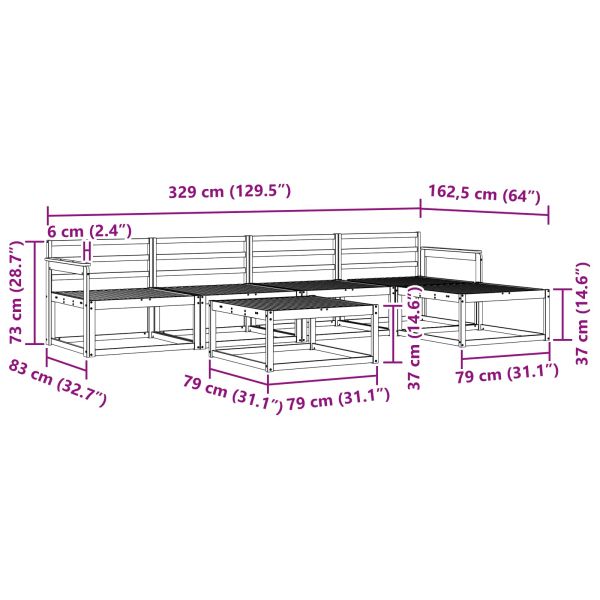 Комплект дивани за открито 6 pcs Бяло 79 x 79 x 37 см