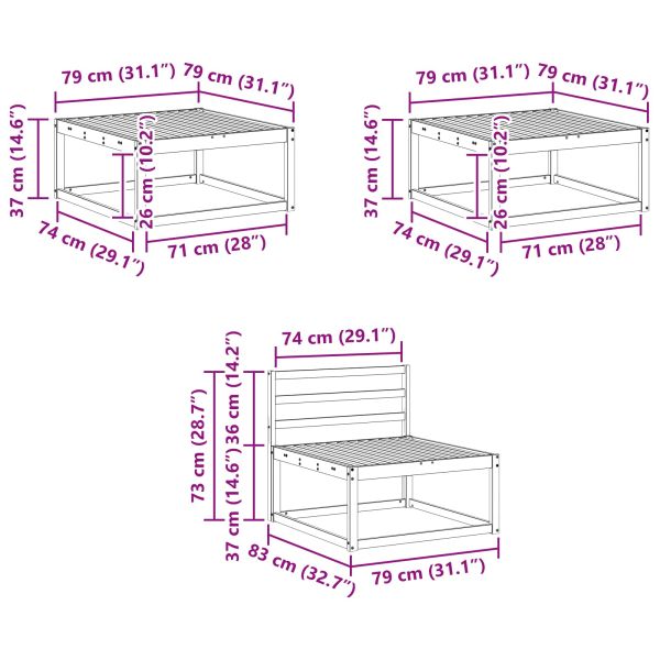 Комплект дивани за открито 6 pcs Бяло 79 x 79 x 37 см