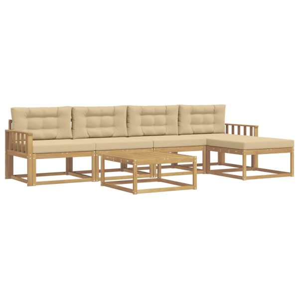 Комплект дивани за открито 6 pcs Бяло и Бежово 79 x 79 x 37 см