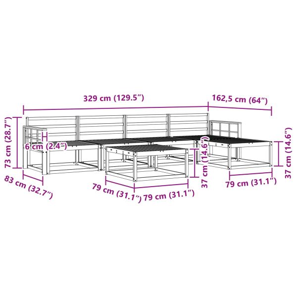 Комплект дивани за открито 6 pcs Бяло 79 x 79 x 37 см