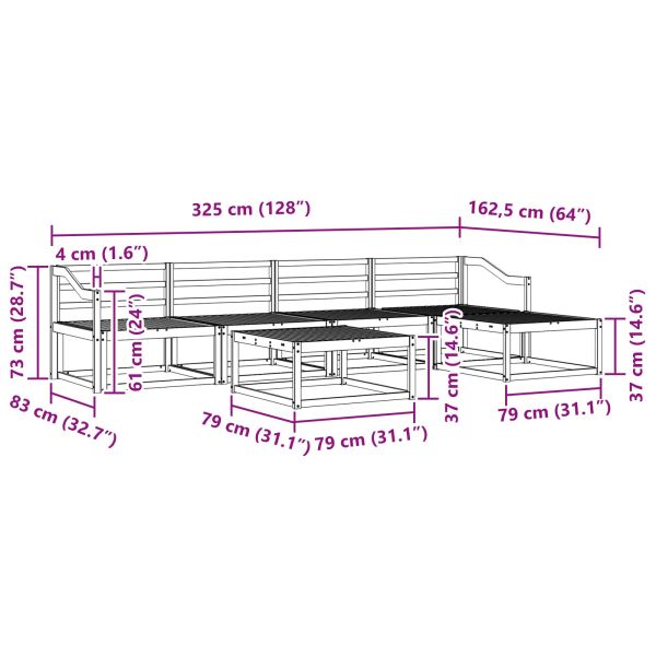 Комплект дивани за открито 6 pcs Бяло 79 x 79 x 37 см
