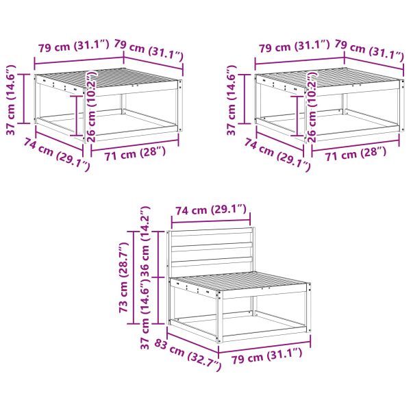 Комплект дивани за открито 6 pcs Бяло 79 x 79 x 37 см