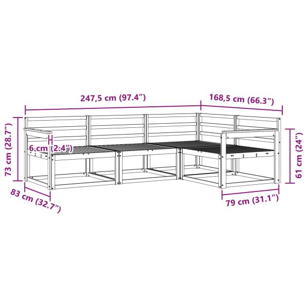 Комплект дивани за открито 4 pcs Бяло 247,5 x 168,5 x 73 см