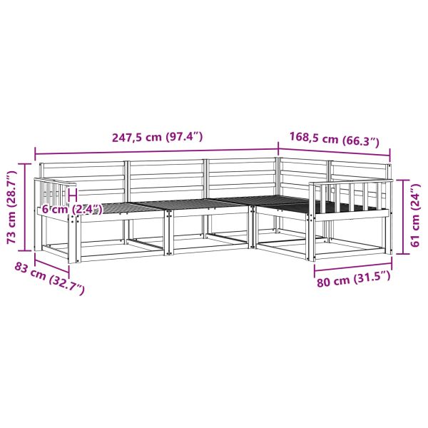 Комплект дивани за открито 4 pcs Бяло 247,5 x 168,5 x 73 см