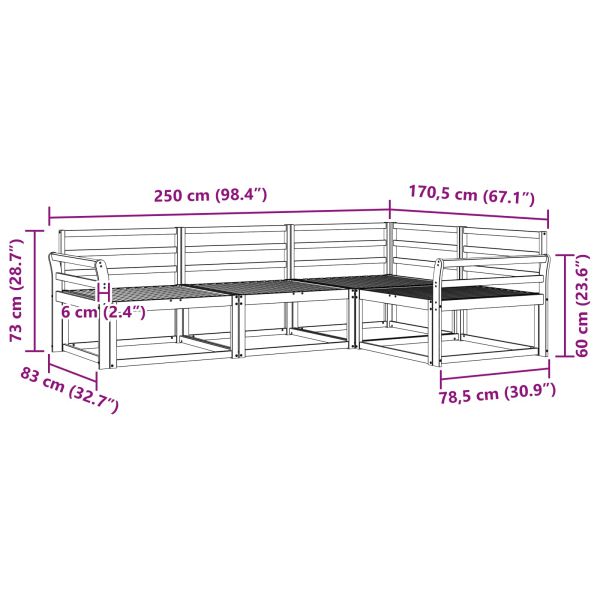 Комплект дивани за открито 4 pcs Бяло 250 x 170,5 x 73 см
