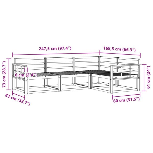 Комплект дивани за открито 4 pcs Бяло 247,5 x 168,5 x 73 см