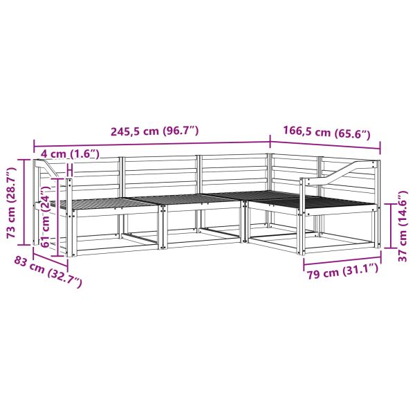 Комплект дивани за открито 4 pcs Бяло 245,5 x 166,5 x 73 см