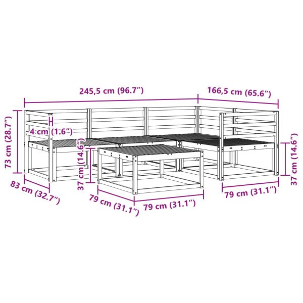 Комплект дивани за открито 5 pcs Бяло 79 x 79 x 37 см