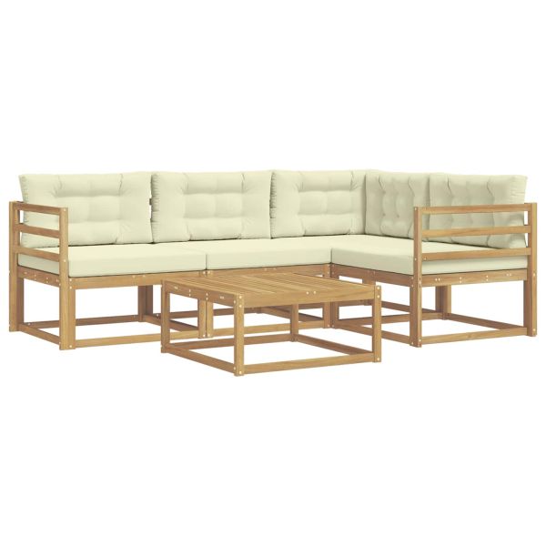 Комплект дивани за открито 5 pcs Бяло и кремаво 79 x 79 x 37 см