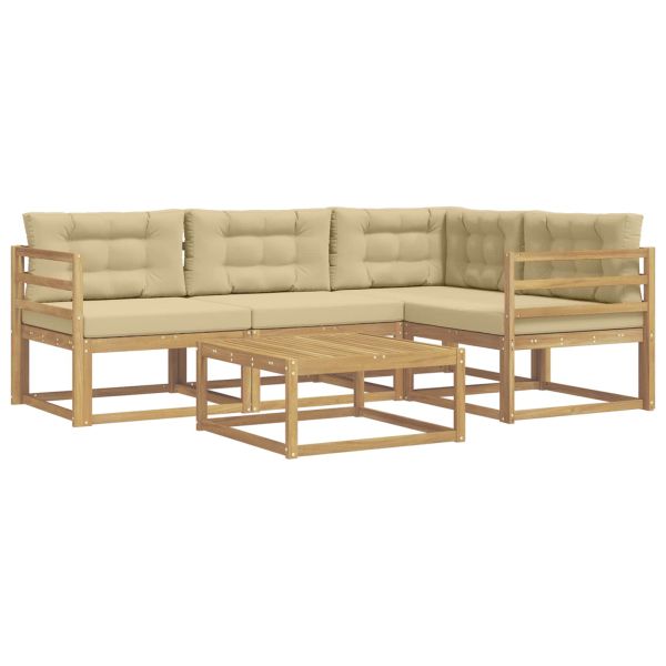 Комплект дивани за открито 5 pcs Бяло и Бежово 79 x 79 x 37 см