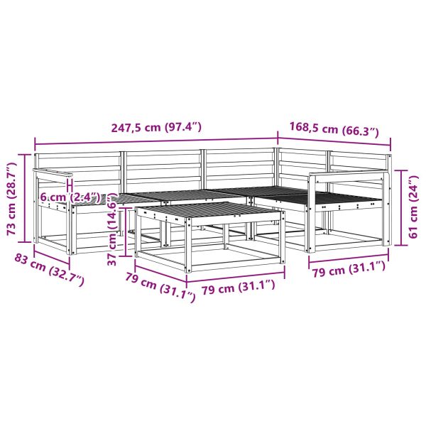 Комплект дивани за открито 5 pcs Бяло 79 x 79 x 37 см