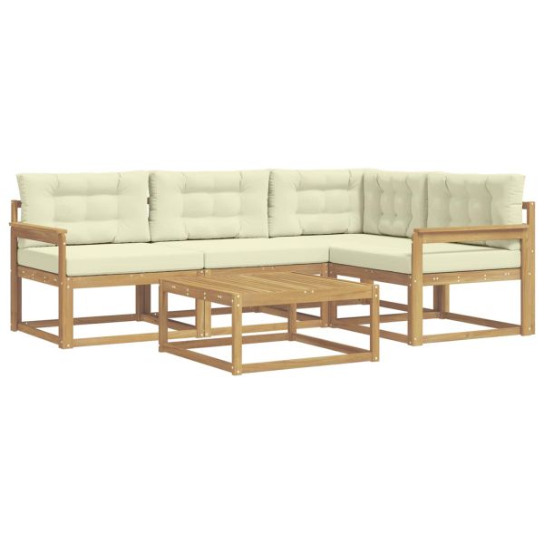 Комплект дивани за открито 5 pcs Бяло и кремаво 79 x 79 x 37 см