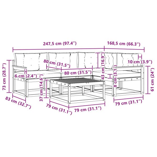 Комплект дивани за открито 5 pcs Бяло и кремаво 79 x 79 x 37 см