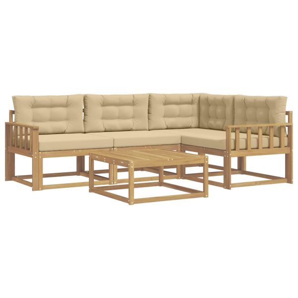 Комплект дивани за открито 5 pcs Бяло и Бежово 79 x 79 x 37 см