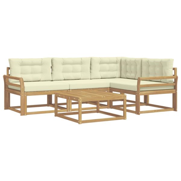 Комплект дивани за открито 5 pcs Бяло и кремаво 79 x 79 x 37 см