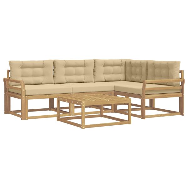Комплект дивани за открито 5 pcs Бяло и Бежово 79 x 79 x 37 см