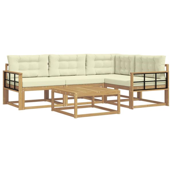 Комплект дивани за открито 5 pcs Бяло и кремаво 79 x 79 x 37 см