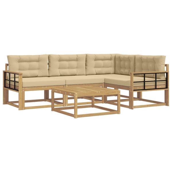 Комплект дивани за открито 5 pcs Бяло и Бежово 79 x 79 x 37 см
