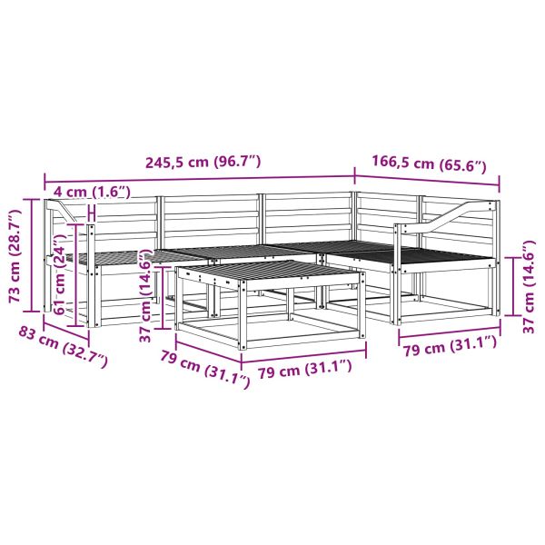 Комплект дивани за открито 5 pcs Бяло 79 x 79 x 37 см