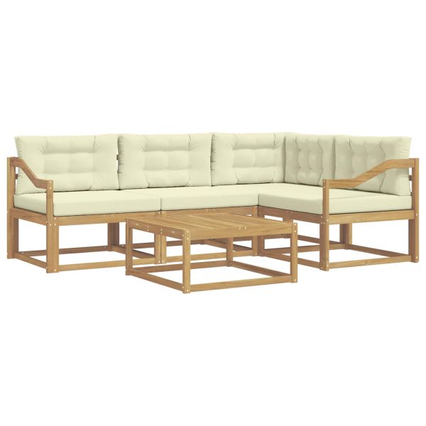 Комплект дивани за открито 5 pcs Бяло и кремаво 79 x 79 x 37 см
