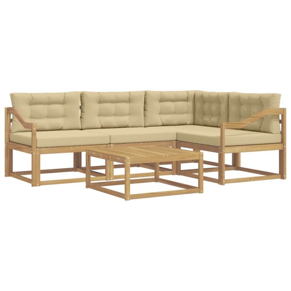 Комплект дивани за открито 5 pcs Бяло и Бежово 79 x 79 x 37 см