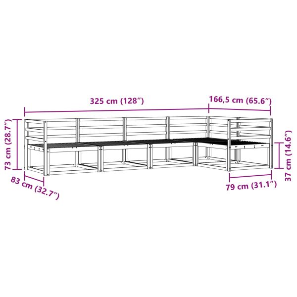 Комплект дивани за открито 5 pcs Бяло 325 x 166,5 x 73 см
