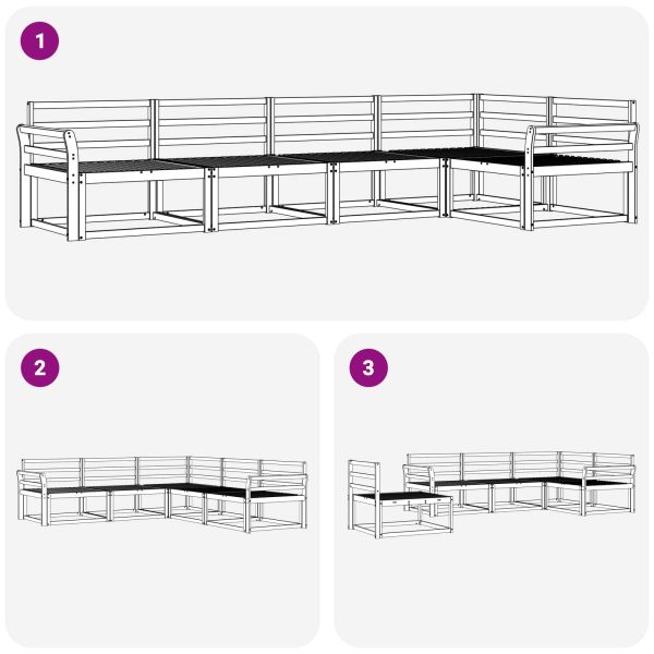 Комплект дивани за открито 5 pcs Бяло 329 x 170,5 x 73 см