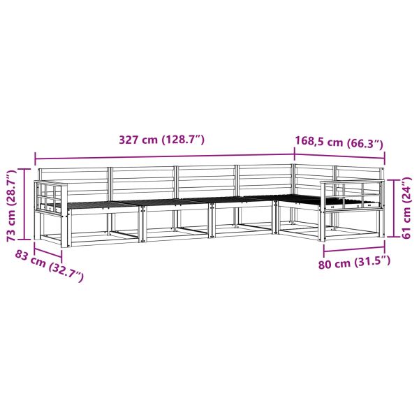 Комплект дивани за открито 5 pcs Бяло 327 x 168,5 x 73 см