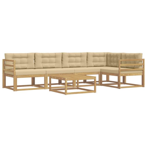Комплект дивани за открито 6 pcs Бяло и Бежово 79 x 79 x 37 см