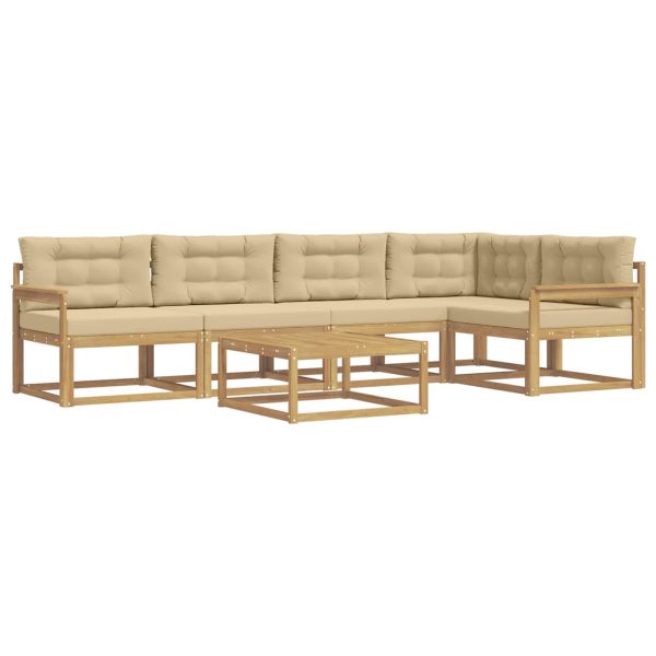 Комплект дивани за открито 6 pcs Бяло и Бежово 79 x 79 x 37 см