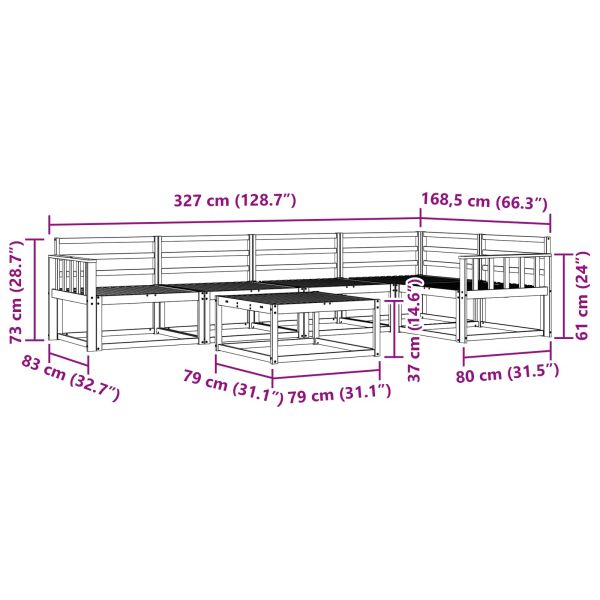 Комплект дивани за открито 6 pcs Бяло 79 x 79 x 37 см