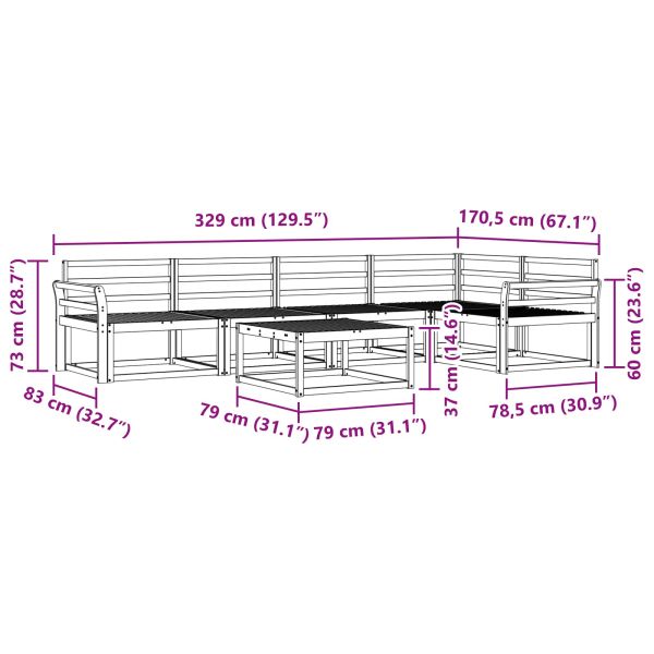 Комплект дивани за открито 6 pcs Бяло 79 x 79 x 37 см