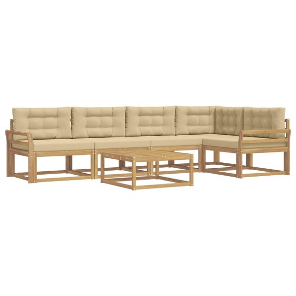 Комплект дивани за открито 6 pcs Бяло и Бежово 79 x 79 x 37 см