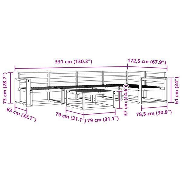 Комплект дивани за открито 6 pcs Бяло 79 x 79 x 37 см