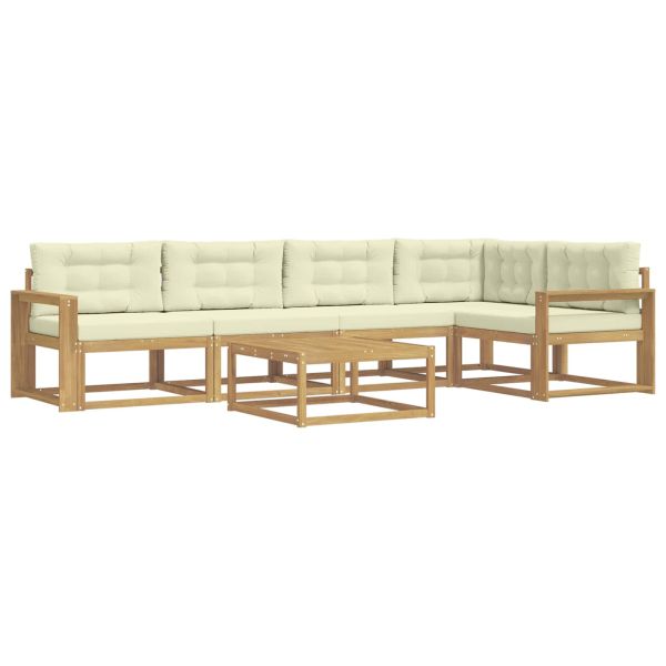 Комплект дивани за открито 6 pcs Бяло и кремаво 79 x 79 x 37 см