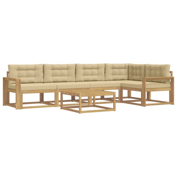 Комплект дивани за открито 6 pcs Бяло и Бежово 79 x 79 x 37 см