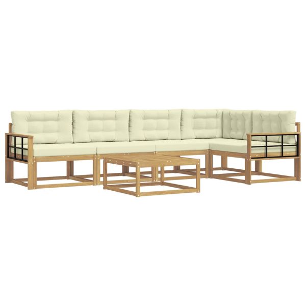 Комплект дивани за открито 6 pcs Бяло и кремаво 79 x 79 x 37 см